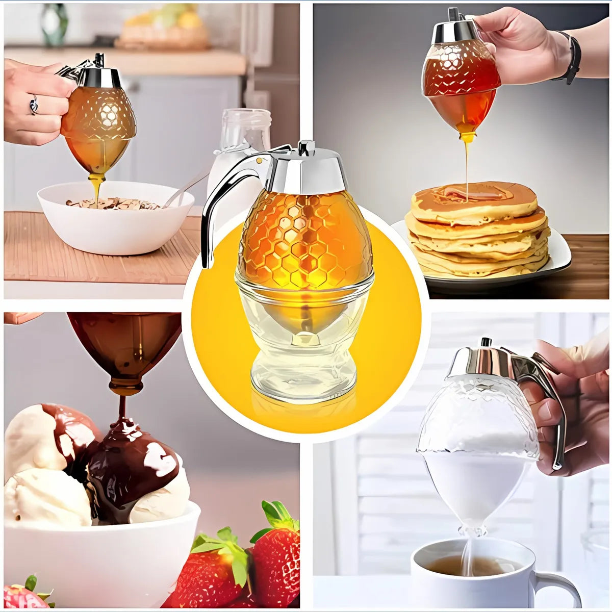 Luxury Glass Honey Jar with Easy-Pour Trigger