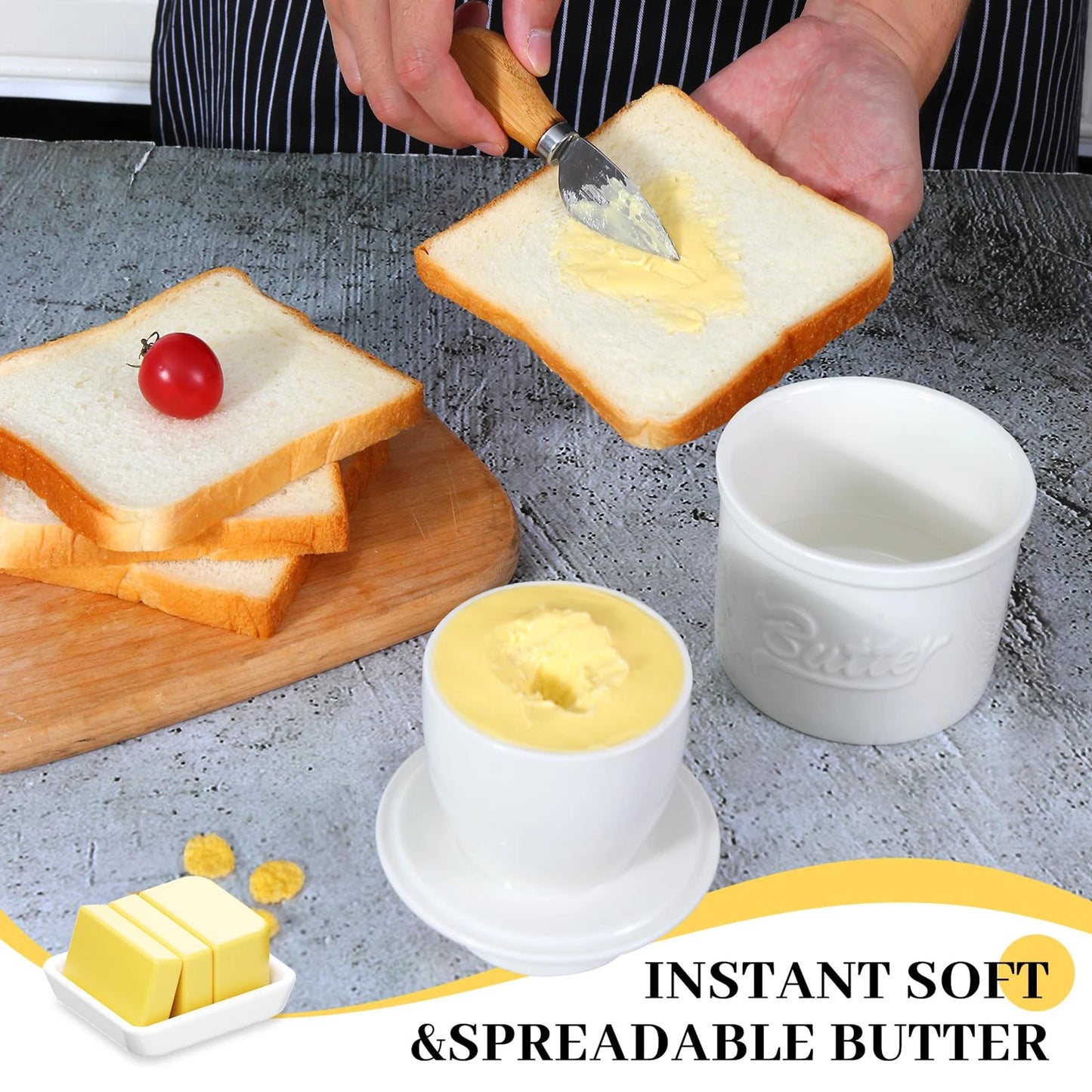 Ceramic Butter Dish with Lid – Glossy Finish for Countertops