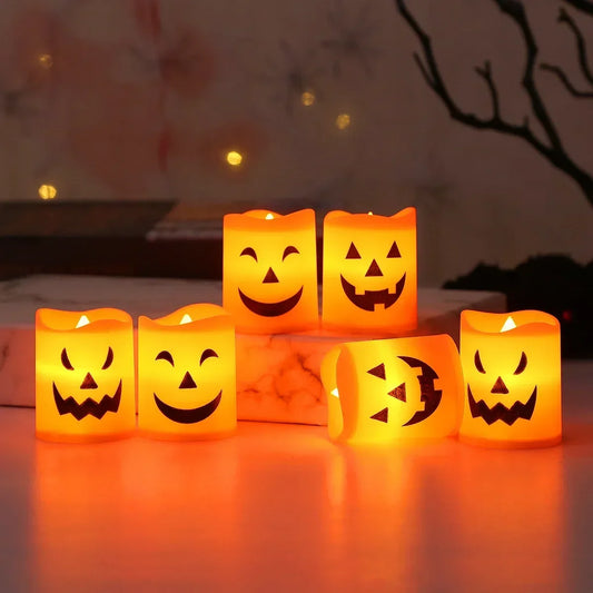 6-Pack LED Pumpkin Lights – Spooky Halloween Candle Decor