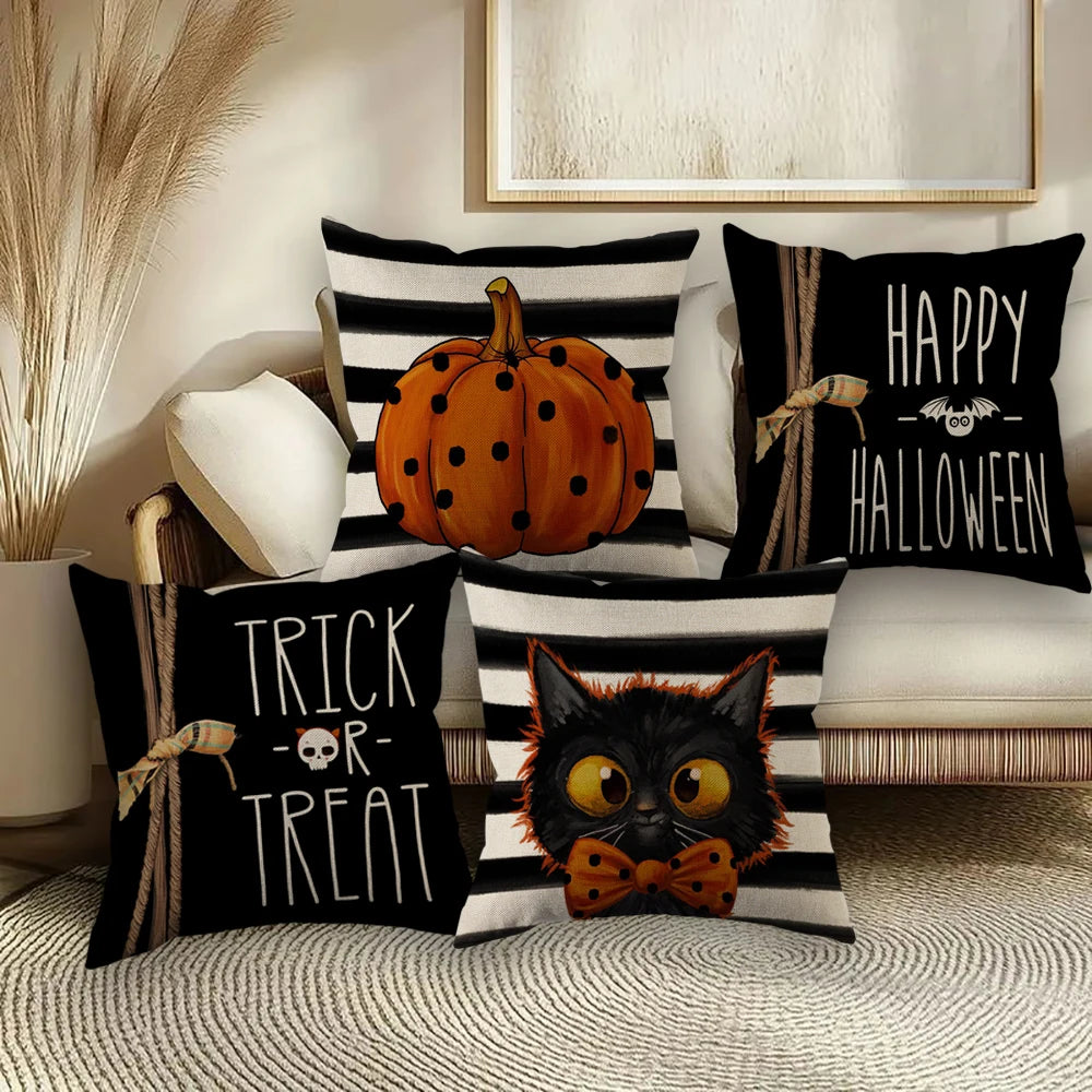 Pumpkin & Ghost Pillow Cover – Halloween Decor