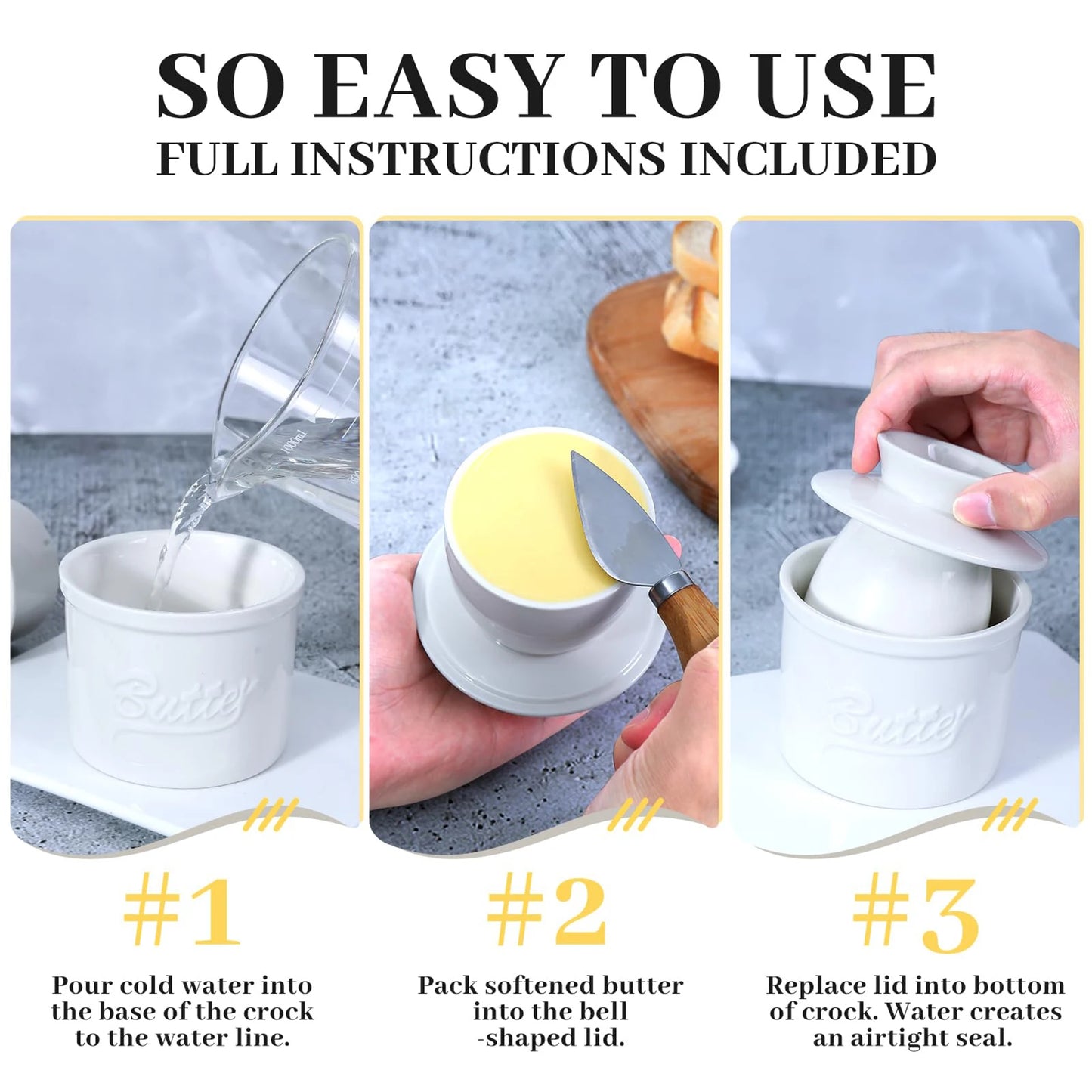 Ceramic Butter Dish with Lid – Glossy Finish for Countertops