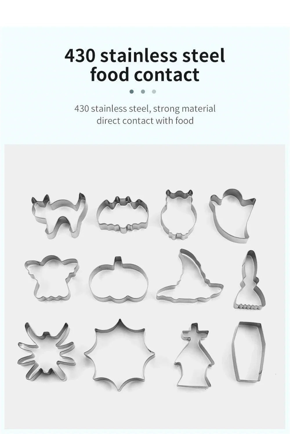12-Piece Halloween Cookie Cutter Set – Stainless Steel Molds