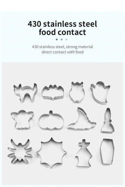 12-Piece Halloween Cookie Cutter Set – Stainless Steel Molds