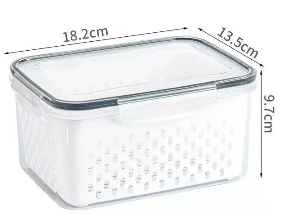 Fruit Storage Container for Fridge with Removable Washing Strainer