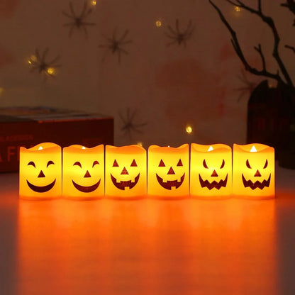 6-Pack LED Pumpkin Lights – Spooky Halloween Candle Decor