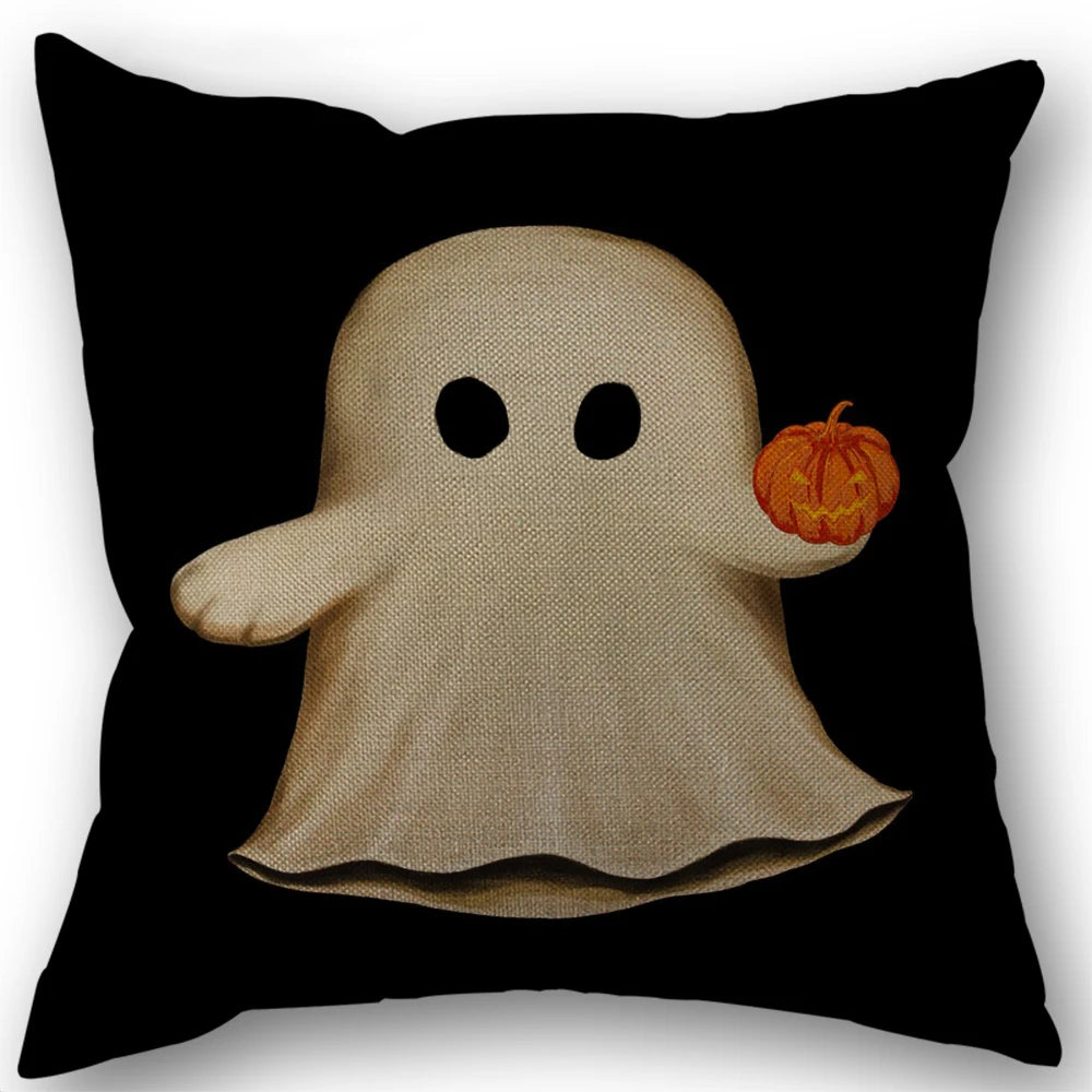Pumpkin & Ghost Pillow Cover – Halloween Decor