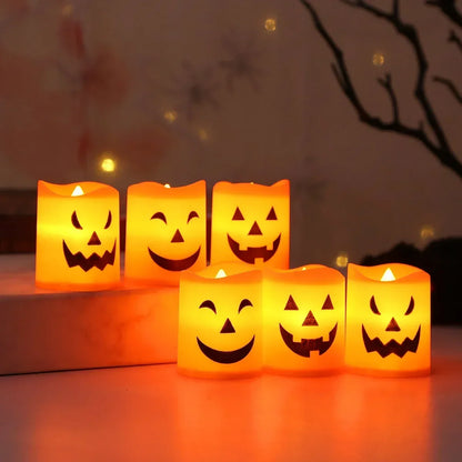 6-Pack LED Pumpkin Lights – Spooky Halloween Candle Decor
