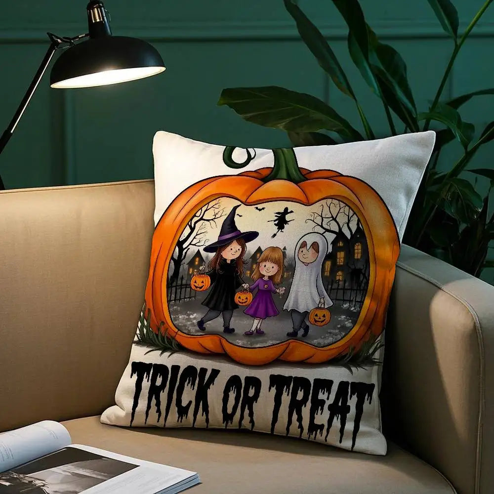 Spooky Plush Pillow Cover – Halloween Style for Sofa