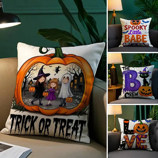 Spooky Plush Pillow Cover – Halloween Style for Sofa