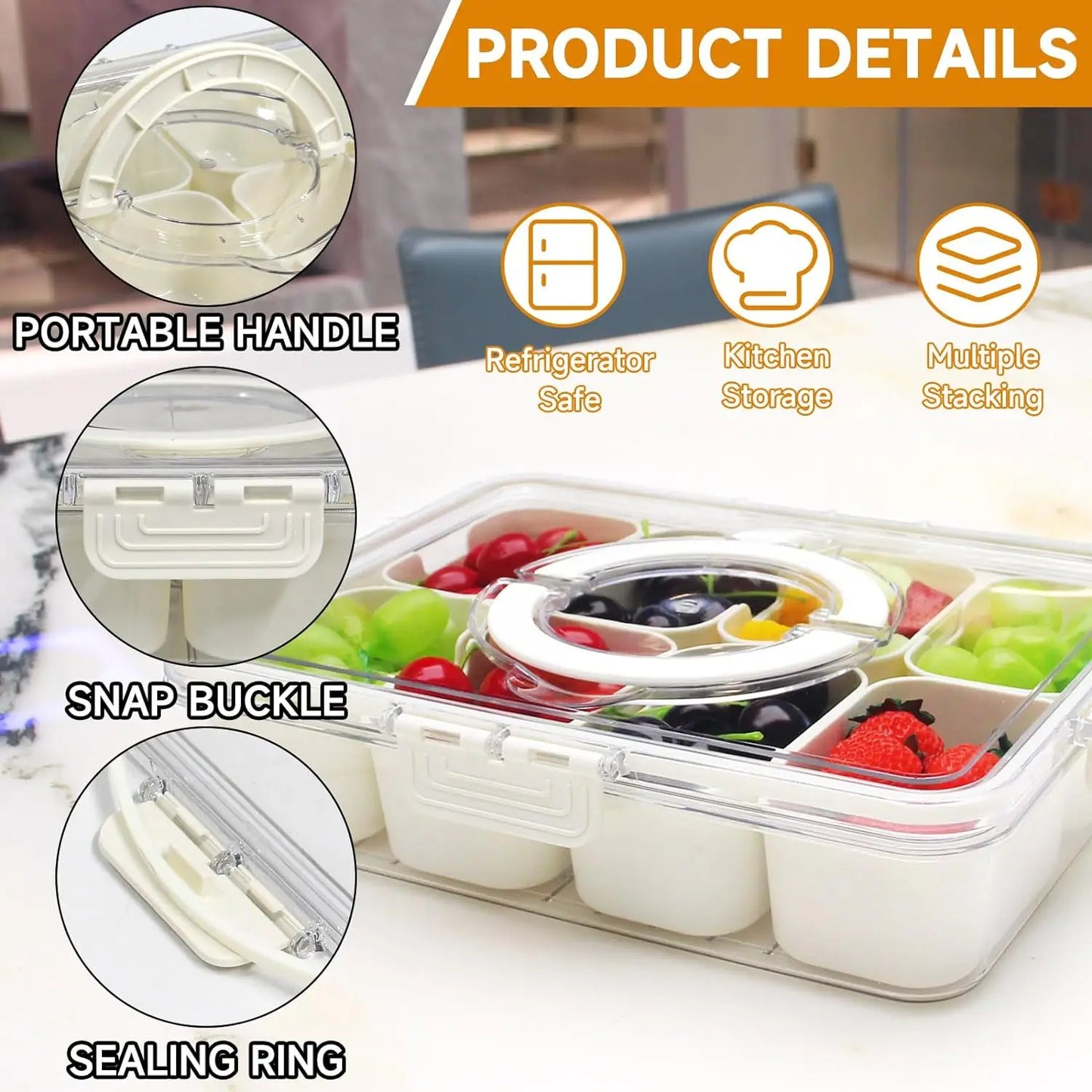 Snack Organizer Box with Lid – Travel or Fridge