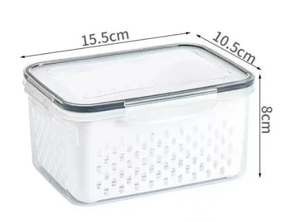 Fruit Storage Container for Fridge with Removable Washing Strainer