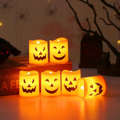 6-Pack LED Pumpkin Lights – Spooky Halloween Candle Decor