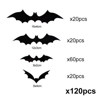 Bat Wall Stickers for Halloween – 120PCS