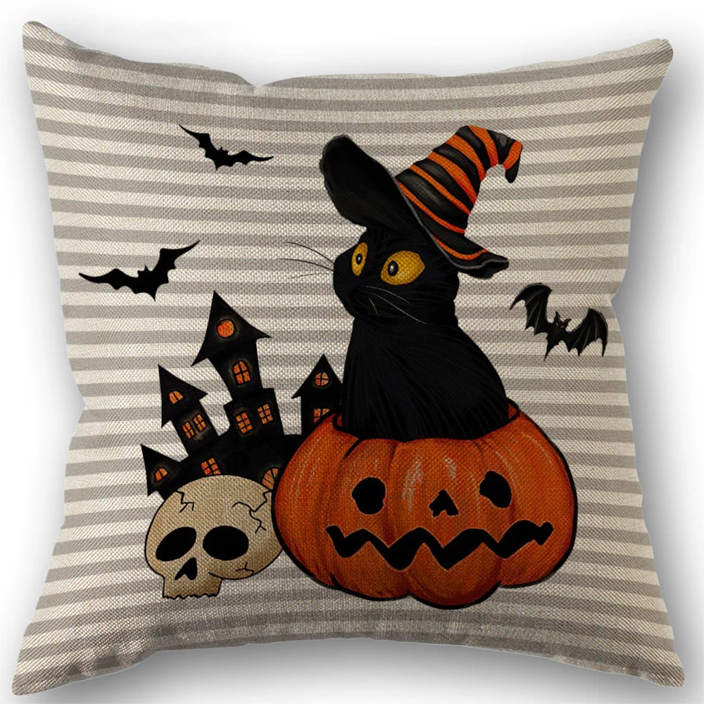 Pumpkin & Ghost Pillow Cover – Halloween Decor