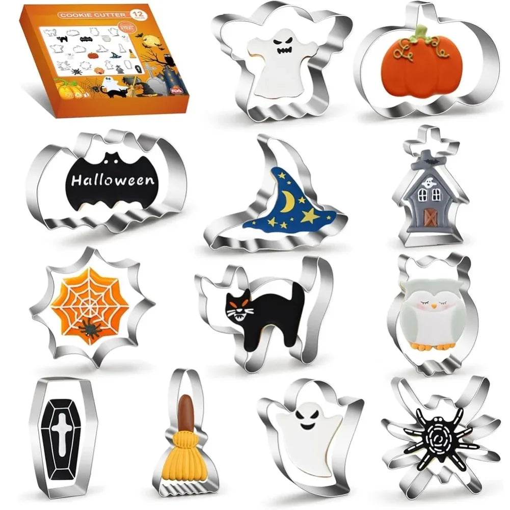 12-Piece Halloween Cookie Cutter Set – Stainless Steel Molds