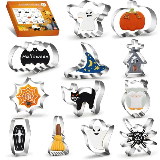 12-Piece Halloween Cookie Cutter Set – Stainless Steel Molds