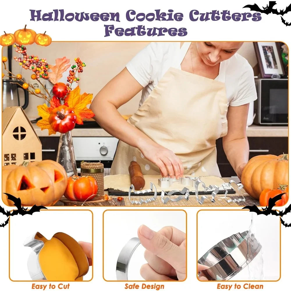12-Piece Halloween Cookie Cutter Set – Stainless Steel Molds