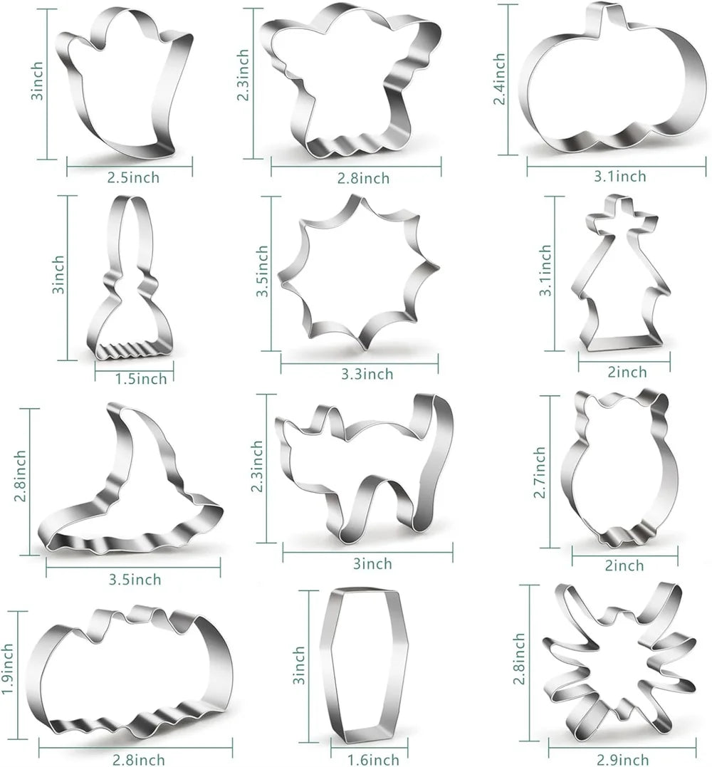 12-Piece Halloween Cookie Cutter Set – Stainless Steel Molds