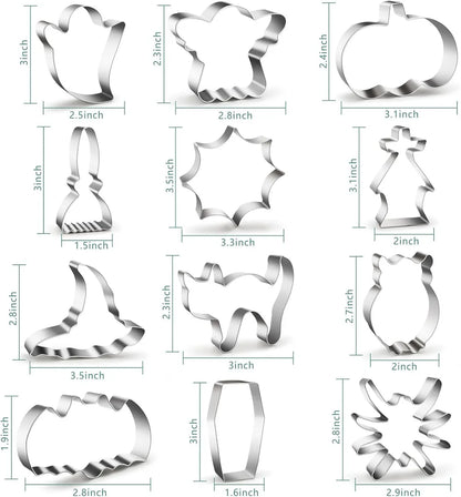 12-Piece Halloween Cookie Cutter Set – Stainless Steel Molds