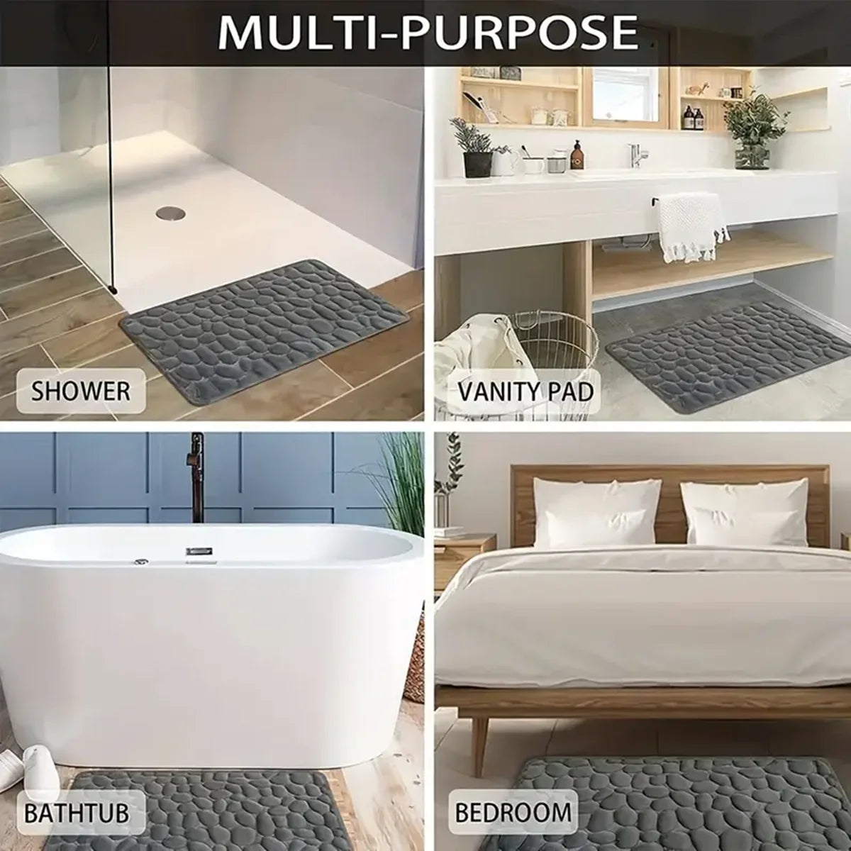 HushMat™ – Anti-Slip Bathroom Rug with Quick Drying Comfort