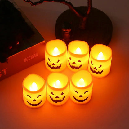 6-Pack LED Pumpkin Lights – Spooky Halloween Candle Decor
