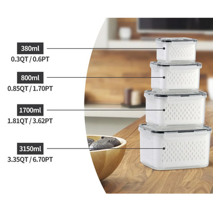 Fruit Storage Container for Fridge with Removable Washing Strainer