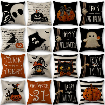 Pumpkin & Ghost Pillow Cover – Halloween Decor