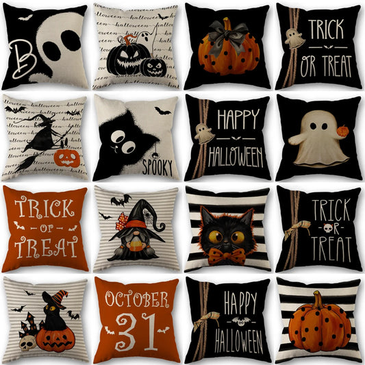 Pumpkin & Ghost Pillow Cover – Halloween Decor