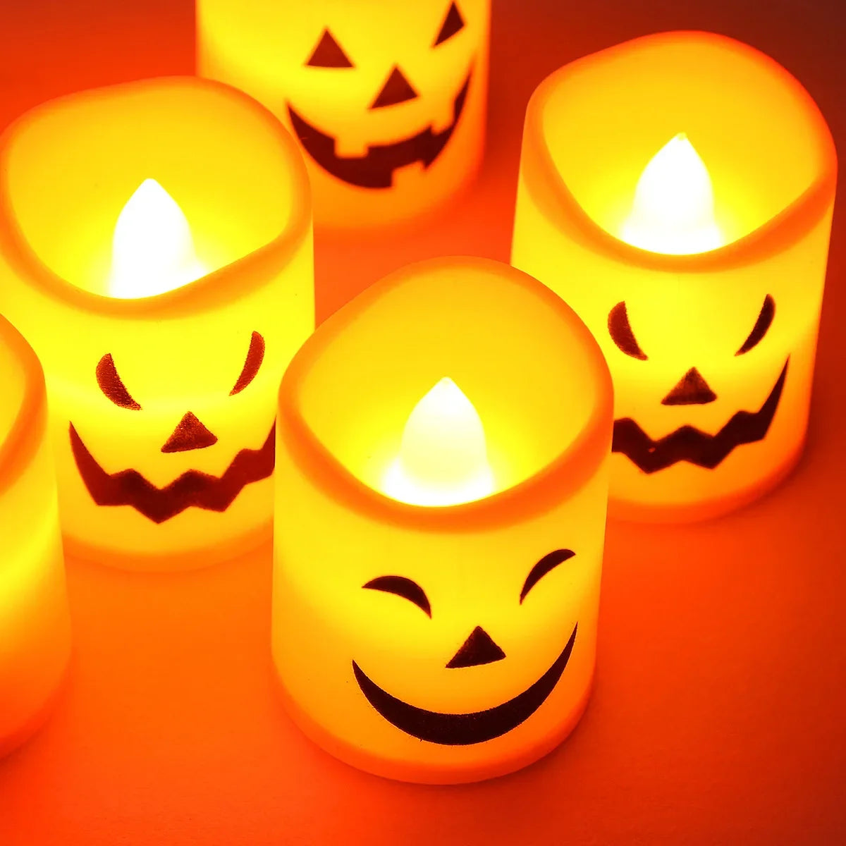 6-Pack LED Pumpkin Lights – Spooky Halloween Candle Decor