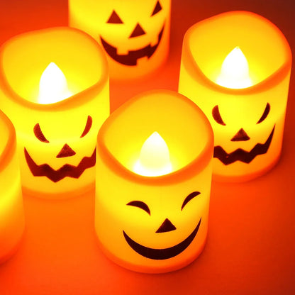 6-Pack LED Pumpkin Lights – Spooky Halloween Candle Decor