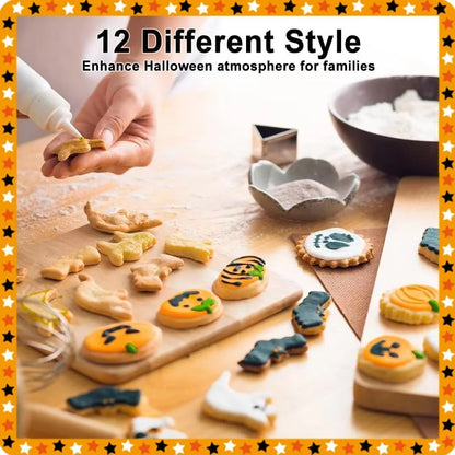 12-Piece Halloween Cookie Cutter Set – Stainless Steel Molds