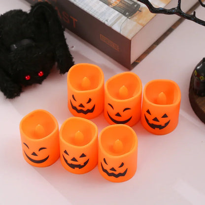 6-Pack LED Pumpkin Lights – Spooky Halloween Candle Decor