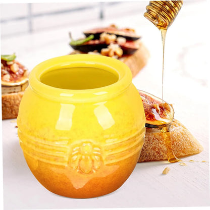 Ceramic Honey Pot with Dipper and Stand – Farmhouse Style