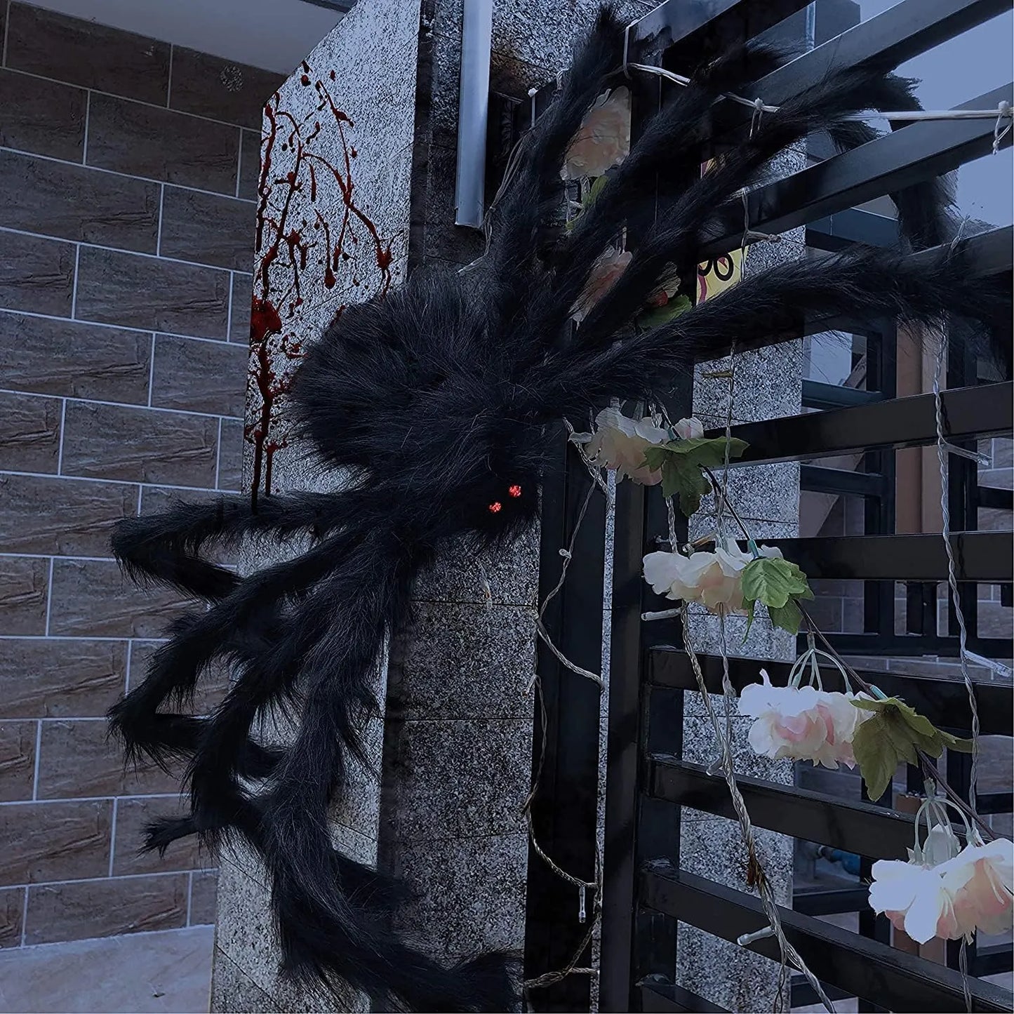 (2 PACK) Giant Hairy Spiders – Halloween Outdoor Yard Props