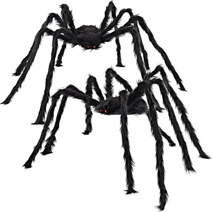 (2 PACK) Giant Hairy Spiders – Halloween Outdoor Yard Props