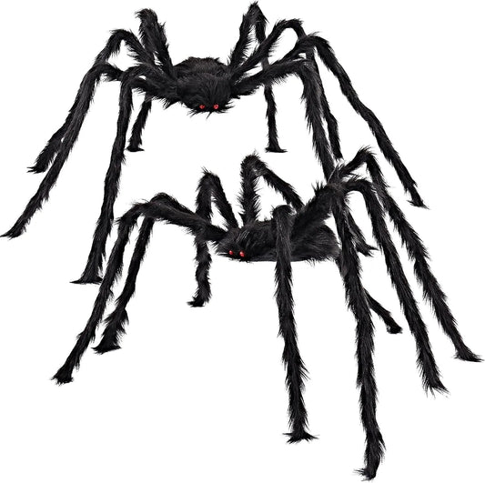 (2 PACK) Giant Hairy Spiders – Halloween Outdoor Yard Props