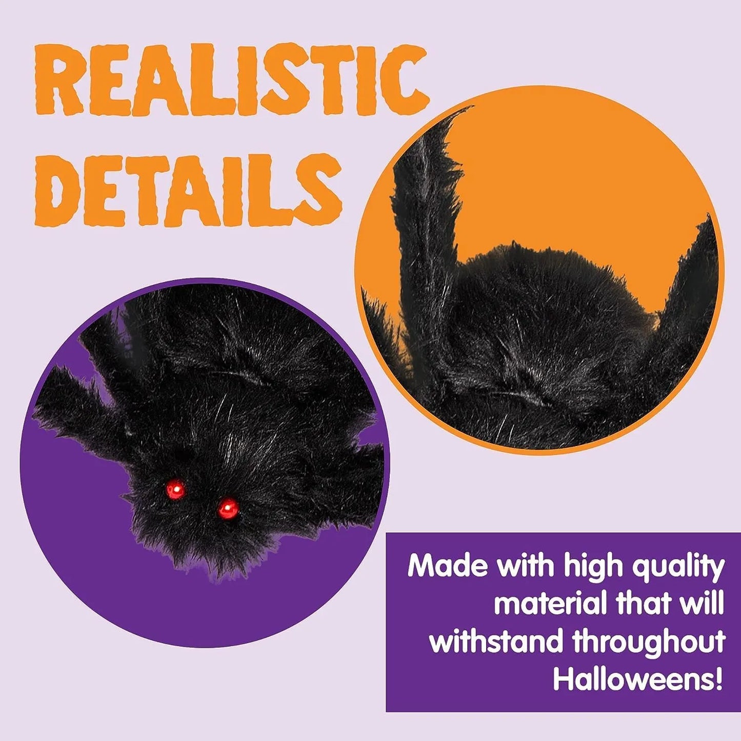 (2 PACK) Giant Hairy Spiders – Halloween Outdoor Yard Props