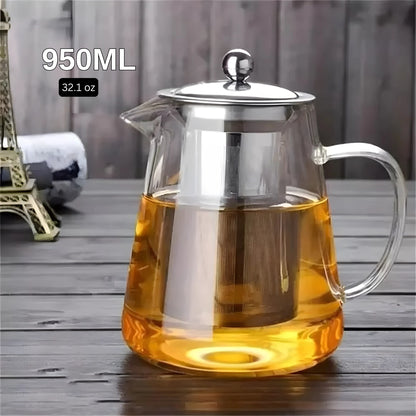 Glass Teapot with Infuser for Flower & Leaf Tea