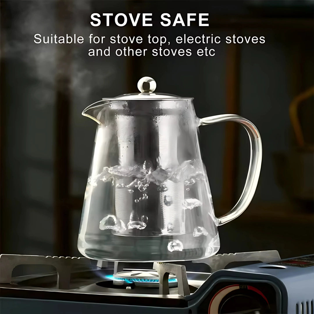 Glass Teapot with Infuser for Flower & Leaf Tea